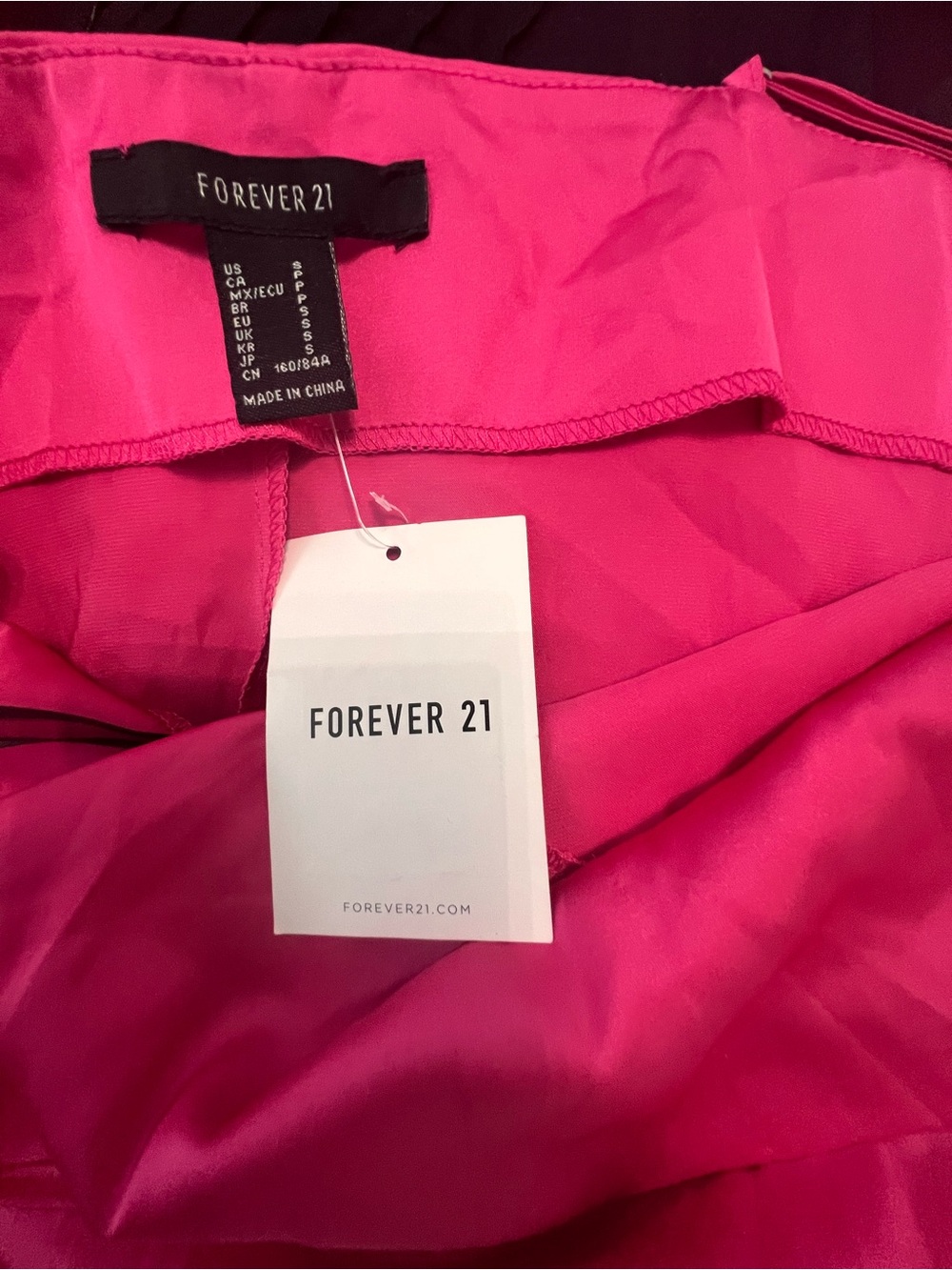 Forever 21 Pink Satin Cowl Neck Slip Dress Side Slit Midi S NWT chic vibrant - Picture 2 of 9